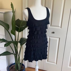 Express black ruffle knit tank dress, XS   LBD